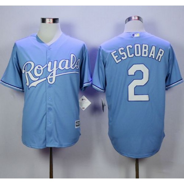Royals #2 Alcides Escobar Light Blue Alternate 1 New Cool Base Stitched Jersey
