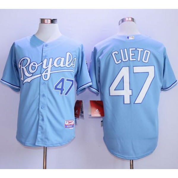 Royals #47 Johnny Cueto Light Blue Alternate 1 Cool Base Stitched Jersey