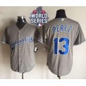 Royals #13 Salvador Perez New Grey Cool Base W 2015 World Series Patch Stitched Jersey