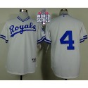 Royals #4 Alex Gordon White 1974 Turn Back The Clock W 2015 World Series Patch Stitched Jersey