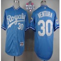 Royals #30 Yordano Ventura Light Blue 1985 Turn Back The Clock W 2015 World Series Patch Stitched Jersey