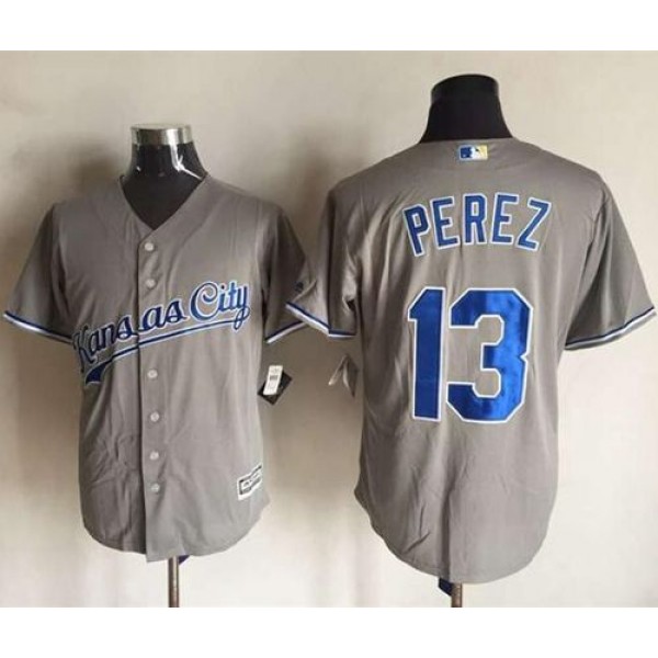 Royals #13 Salvador Perez New Grey Cool Base Stitched Jersey