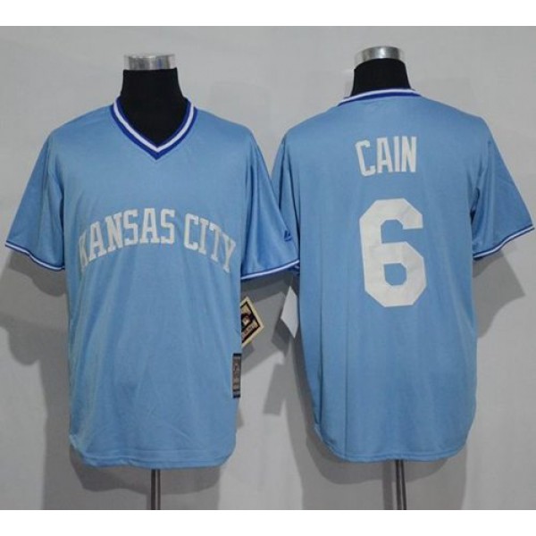 Royals #6 Lorenzo Cain Light Blue Cooperstown Stitched Jersey
