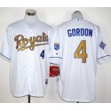 Royals #4 Alex Gordon White 2015 World Series Champions Gold Program Stitched Jersey