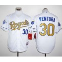 Royals #30 Yordano Ventura White 2015 World Series Champions Gold Program Stitched Jersey