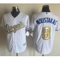 Royals #8 Mike Moustakas White New Cool Base 2015 World Series Champions Gold Program Stitched Jersey
