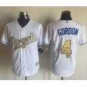 Royals #4 Alex Gordon White New Cool Base 2015 World Series Champions Gold Program Stitched Jersey