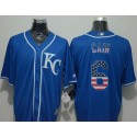 Royals #6 Lorenzo Cain Blue USA Flag Fashion Stitched Jersey