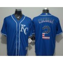 Royals #2 Alcides Escobar Blue USA Flag Fashion Stitched Jersey