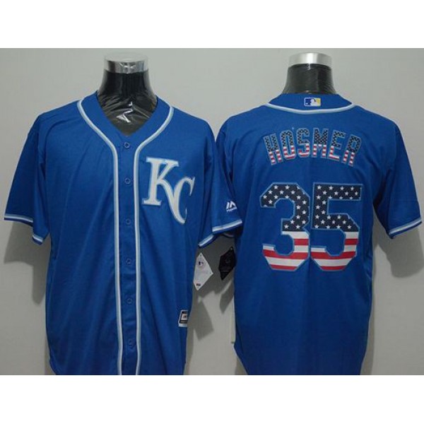 Royals #35 Eric Hosmer Blue USA Flag Fashion Stitched Jersey
