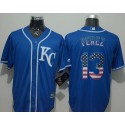 Royals #13 Salvador Perez Blue USA Flag Fashion Stitched Jersey