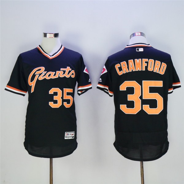 San Francisco Giants #35 Brandon Crawford Black Cool Base Cooperstown Collection Player Stitched Jersey