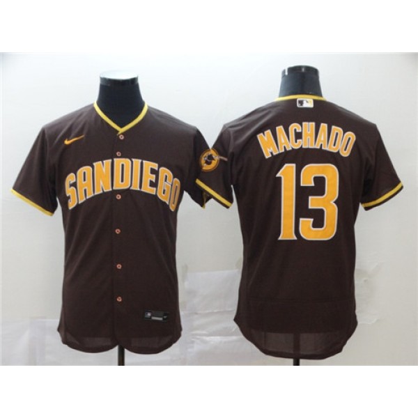 San Diego Padres #13 Manny Machado Coffee Flex Base Stitched Jersey