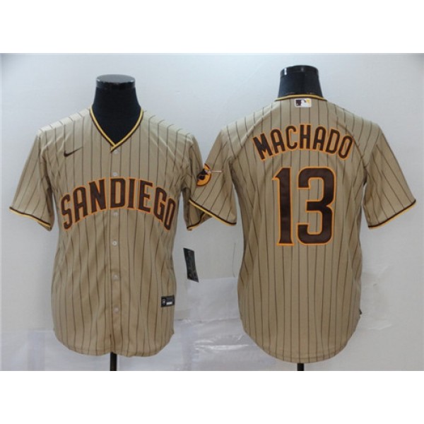 San Diego Padres Tan Brown #13 Manny Machado Stitched Jersey