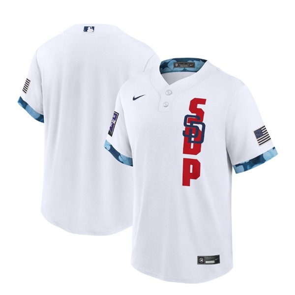 San Diego Padres Blank 2021 White All-Star Cool Base Stitched Jersey