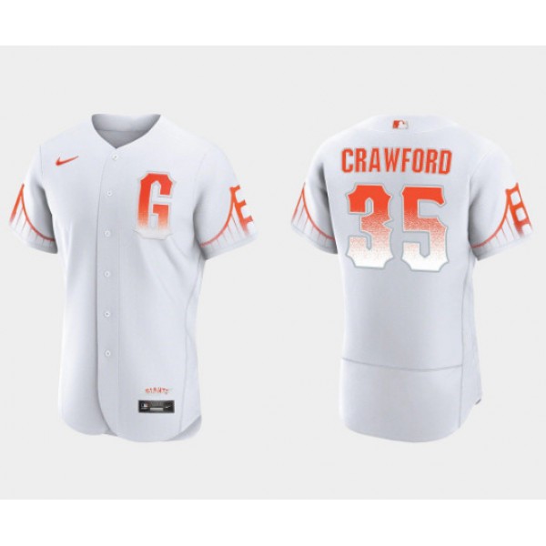 San Francisco Giants #35 Brandon Crawford White City Connect Flex Base Stitched Jersey