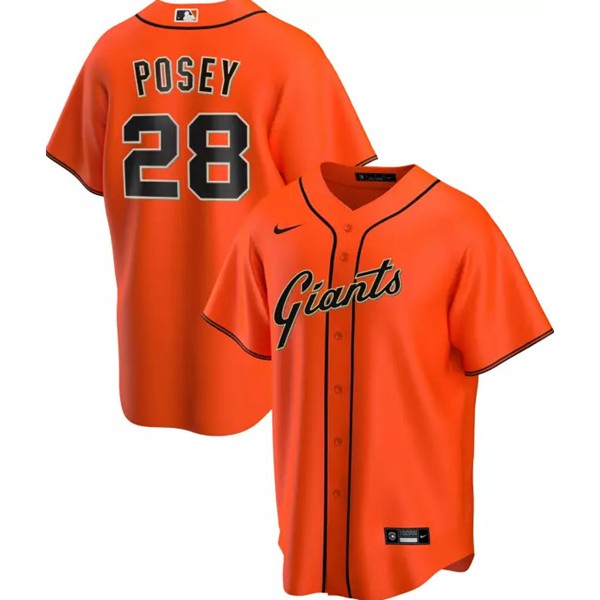 San Franciscoc Giants #28 Buster Posey Orange Cool Base Stitched Jersey