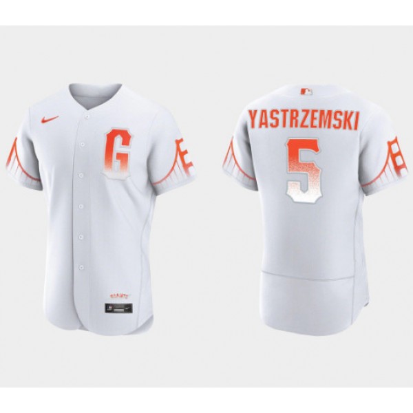 San Francisco Giants #5 Mike Yastrzemski White City Connect Flex Base Stitched Jersey