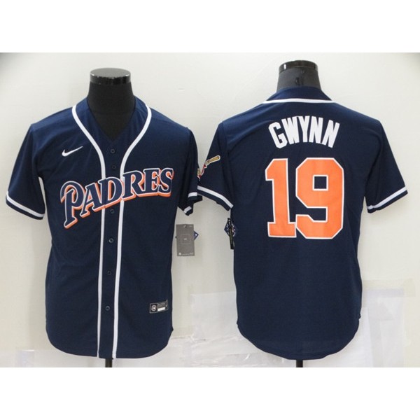 San Diego Padres #19 Tony Gwynn Navy Cool Base Stitched Jersey