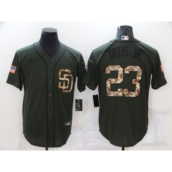 San Diego Padres #23 Fernando Tatis Jr. Olive Camo Cool Base Stitched Jersey