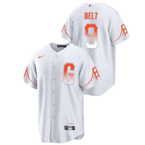 San Francisco Giants #9 Brandon Belt White City Connect Cool Base Stitched Jersey