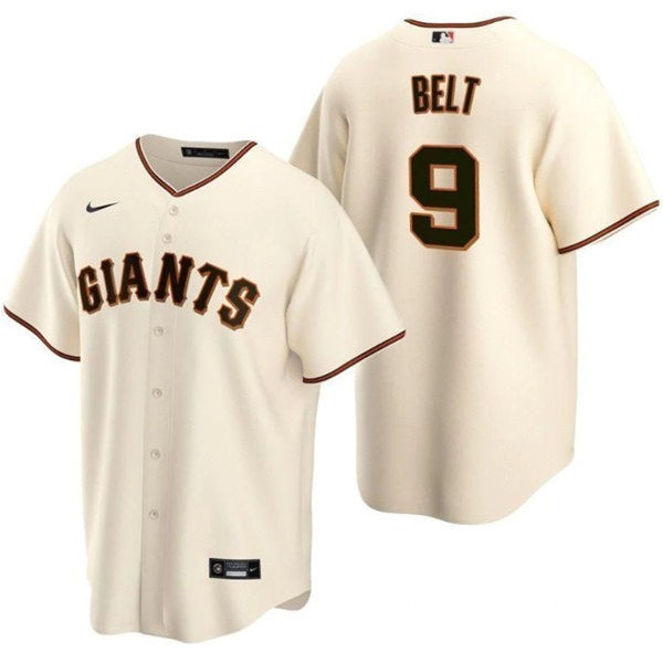 San Francisco Giants #9 Brandon Belt Cream Cool Base Stitched Jersey