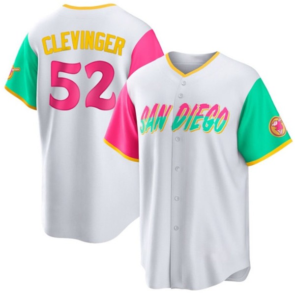 San Diego Padres #52 Mike Clevinger 2022 White City Connect Cool Base Stitched Jersey