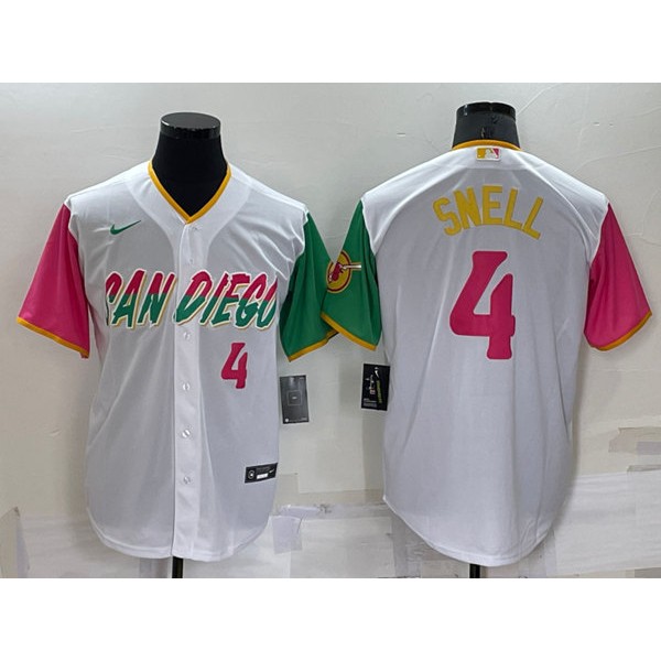 San Diego Padres #4 Blake Snell 2022 White City Connect Cool Base Stitched Jersey