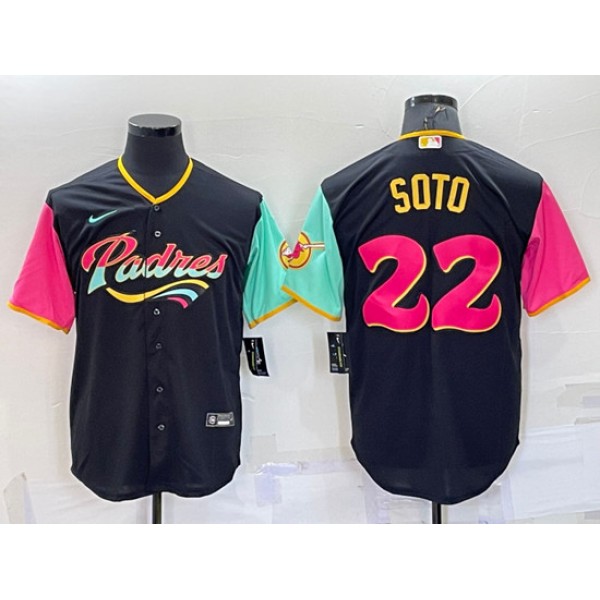 San Diego Padres #22 Juan Soto 2022 Black City Connect Cool Base Stitched Jersey
