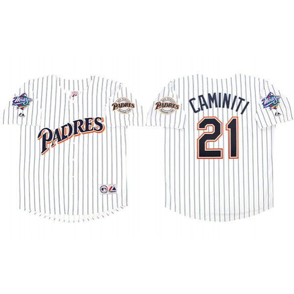 San Diego Padres #21 Ken Caminiti White 1998 World Series Cool Base Stitched Jersey