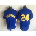 Seattle Mariners #24 Ken Griffey Mitchell And Ness Light Blue 1991 Throwback Stitched Jersey