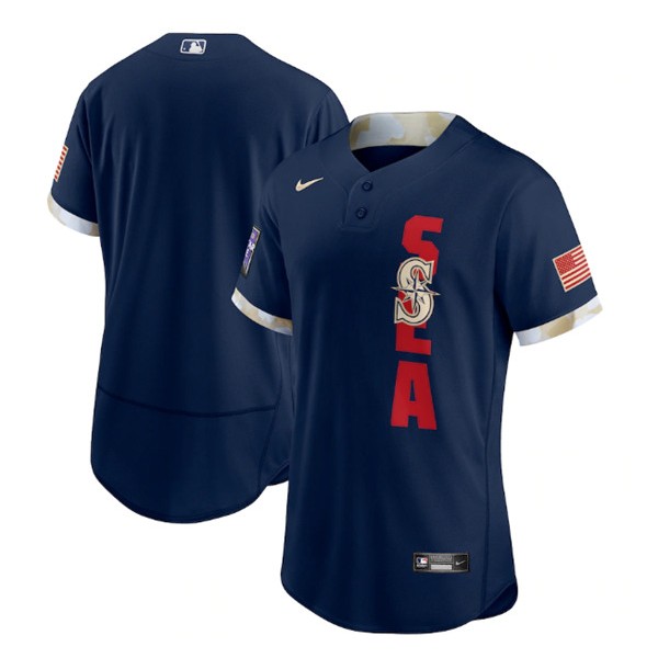 Seattle Mariners Blank 2021 Navy All-Star Flex Base Stitched Jersey