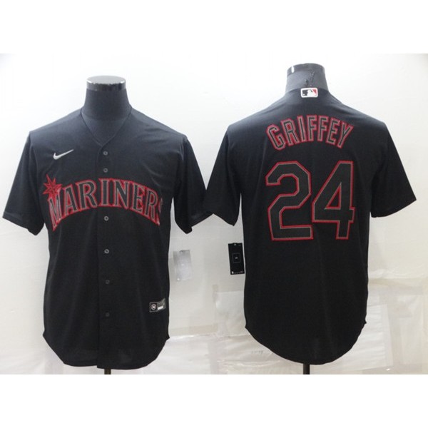 Seattle Mariners #24 Ken Griffey Black Shadow Cool Base Stitched Jersey