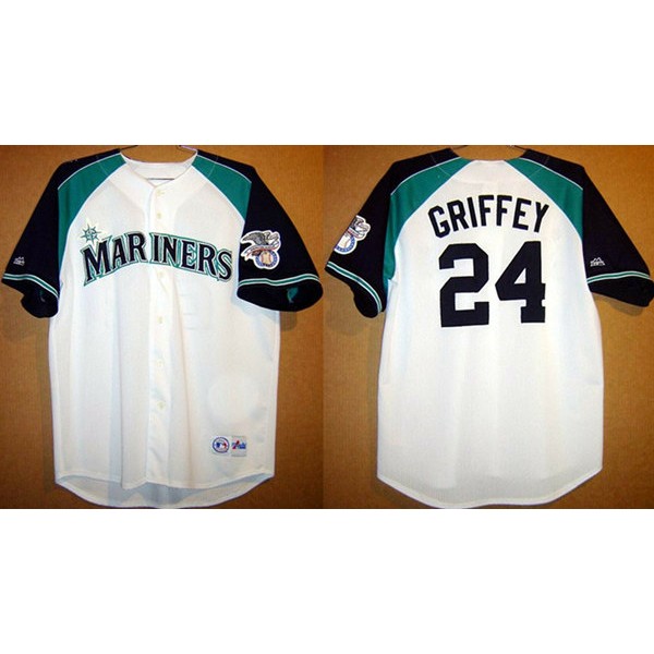 Seattle Mariners #24 Ken Griffey White Stitched Jersey