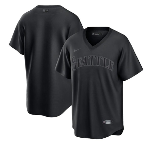 Seattle Mariners Blank Black Pitch Black Fashion Replica Stitched Jersey