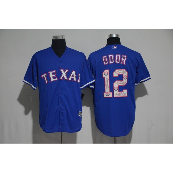 Texas Rangers #12 Rougned Odor Blue Team Logo Print Cool Base Stitched Jersey