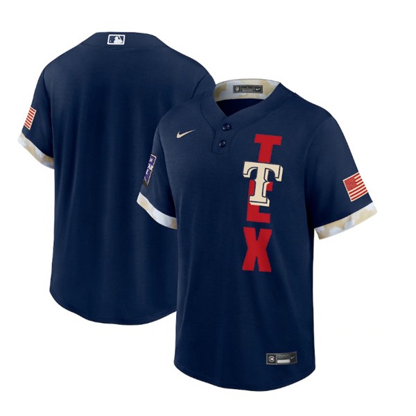 Texas Rangers Blank 2021 Navy All-Star Cool Base Stitched Jersey