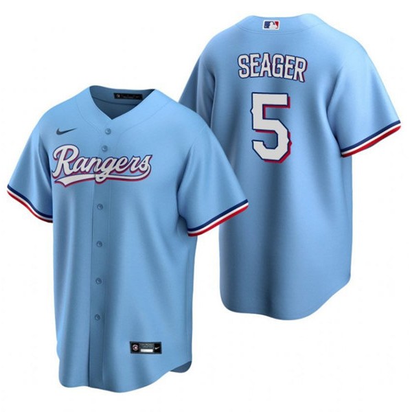 Texas Rangers #5 Corey Seager Light Blue Cool Base Stitched Baseball Jersey
