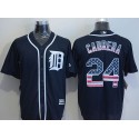 Tigers #24 Miguel Cabrera Navy Blue USA Flag Fashion Stitched Jersey