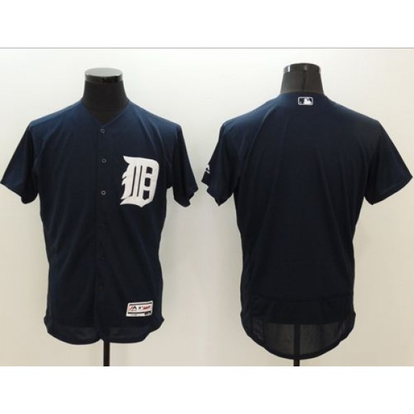 Tigers Blank Navy Blue Flexbase Authentic Collection Stitched Jersey