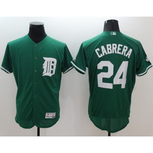 Tigers #24 Miguel Cabrera Green Celtic Flexbase Authentic Collection Stitched Jersey