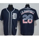 Tigers #28 J. D. Martinez Navy Blue USA Flag Fashion Stitched Jersey