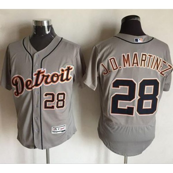 Tigers #28 J. D. Martinez Grey Flexbase Authentic Collection Stitched Jersey