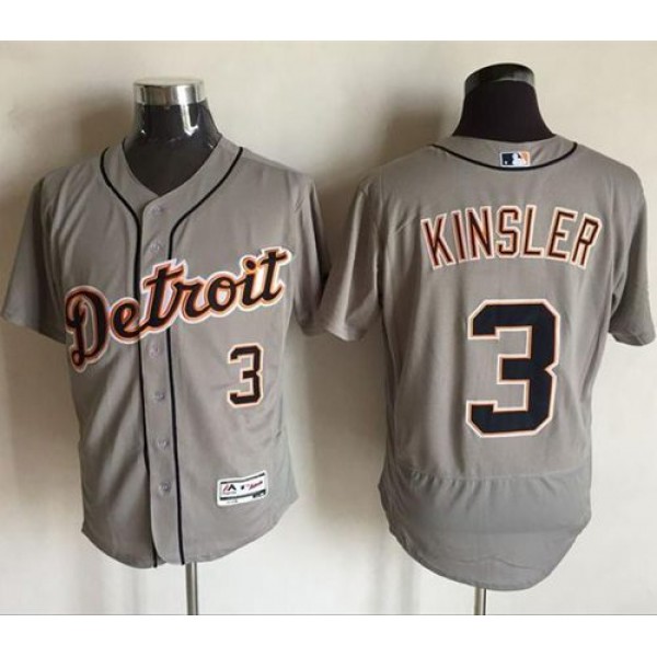 Tigers #3 Ian Kinsler Grey Flexbase Authentic Collection Stitched Jersey