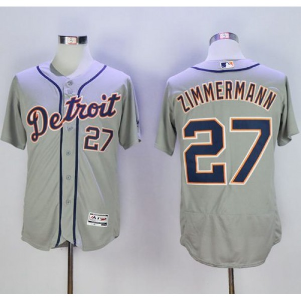 Tigers #27 Jordan Zimmermann Grey Flexbase Authentic Collection Stitched Jersey