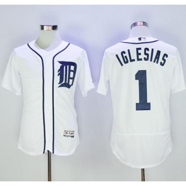 Tigers #1 Jose Iglesias White Flexbase Authentic Collection Stitched Jersey