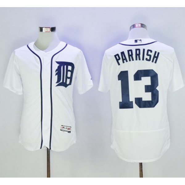 Tigers #13 Lance Parrish White Flexbase Authentic Collection Stitched Jersey
