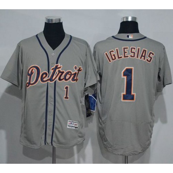 Tigers #1 Jose Iglesias Grey Flexbase Authentic Collection Stitched Jersey