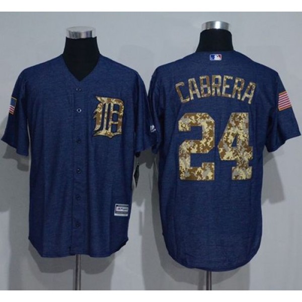 Tigers #24 Miguel Cabrera Denim Blue Salute To Service Stitched Jersey