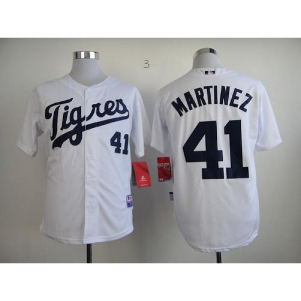 Tigers #41 Victor Martinez White "Los Tigres" Stitched Jersey